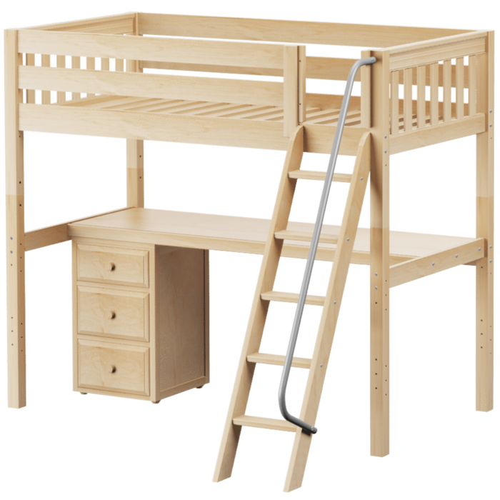 Maxtrix Twin XL High Loft Bed with Angle Ladder + Desk