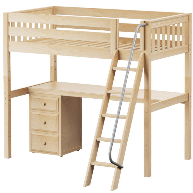 Maxtrix Twin High Loft Bed with Angled Ladder + Desk