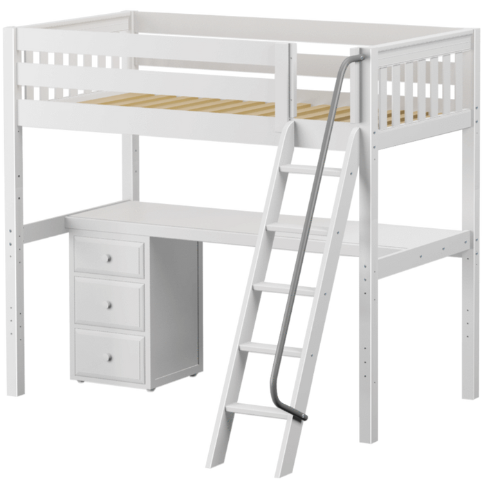 Maxtrix Twin XL High Loft Bed with Angle Ladder + Desk