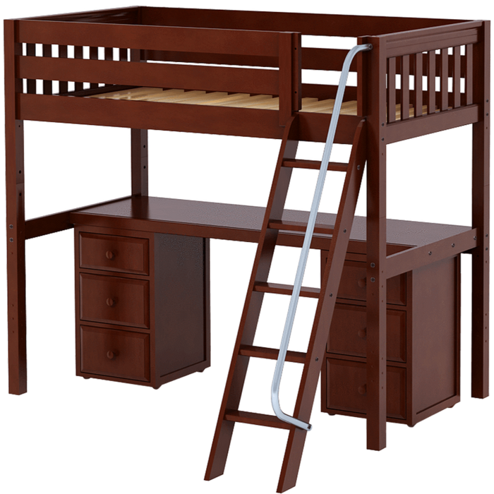 Maxtrix Twin XL High Loft Bed with Angle Ladder + Desk