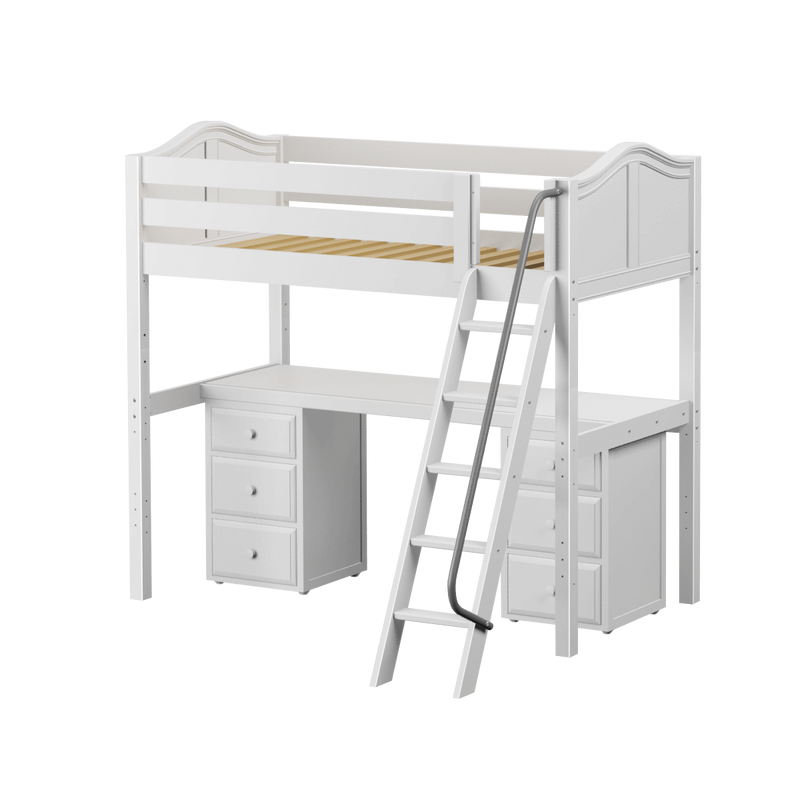 Maxtrix Twin High Loft Bed with Angled Ladder + Desk