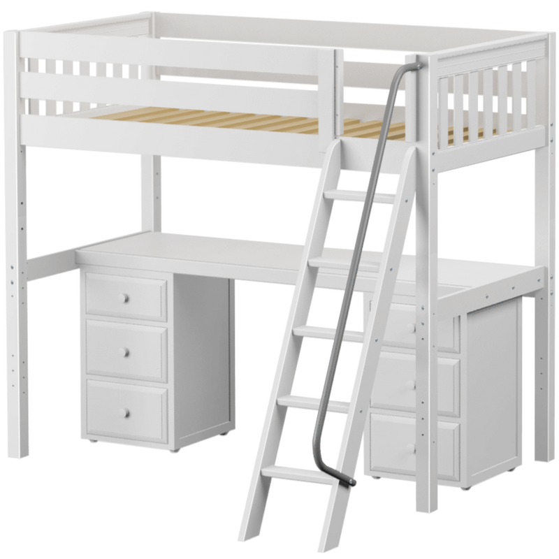 Maxtrix Twin XL High Loft Bed with Angle Ladder + Desk