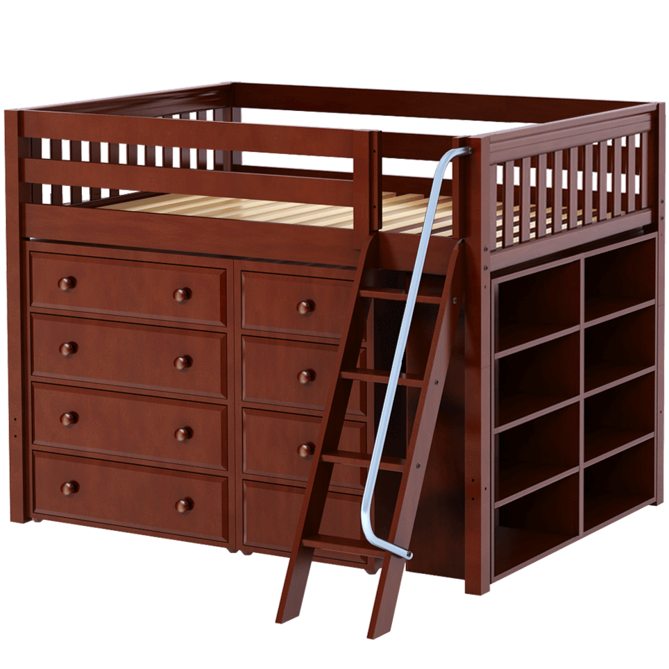 Maxtrix Full Mid Loft Bed with Angled Ladder + Storage — Cozy Kids ...