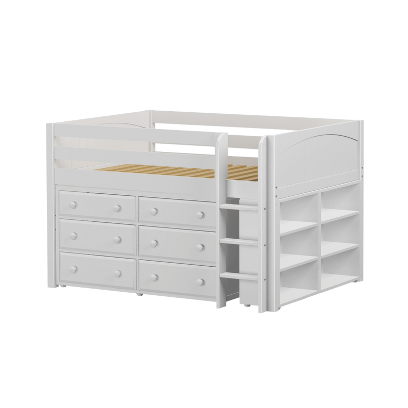 Maxtrix Full Low Loft Bed with Straight Ladder + Storage