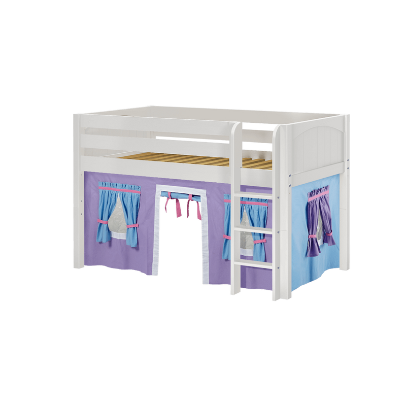 Maxtrix Twin Low Loft Bed with Straight Ladder + Curtain