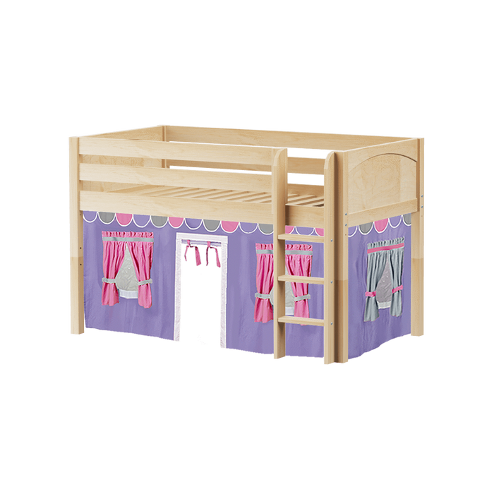 Maxtrix Twin Low Loft Bed with Straight Ladder + Curtain