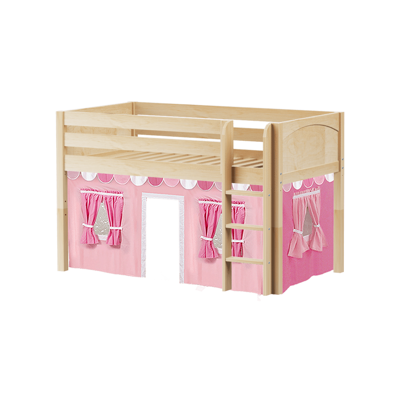 Maxtrix Twin Low Loft Bed with Straight Ladder + Curtain