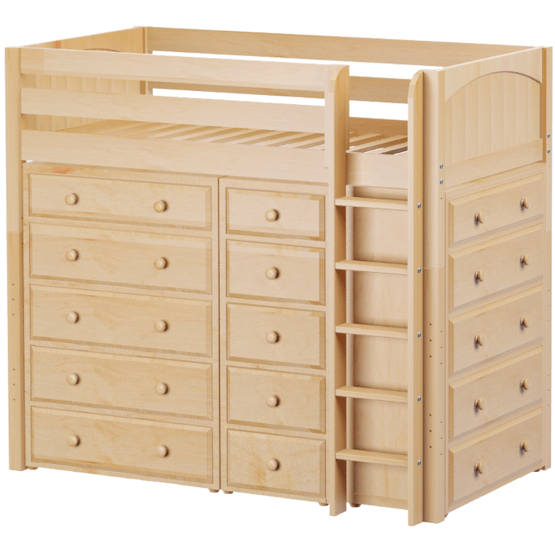 Maxtrix Twin High Loft Bed with Straight Ladder + Storage