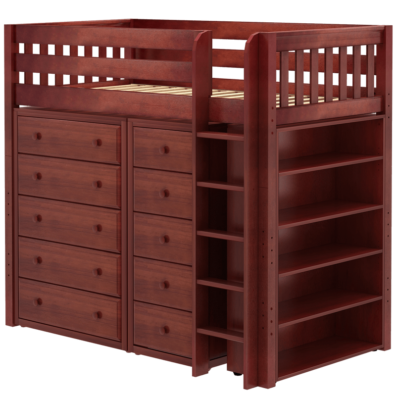 Maxtrix Twin High Loft Bed with Straight Ladder + Storage