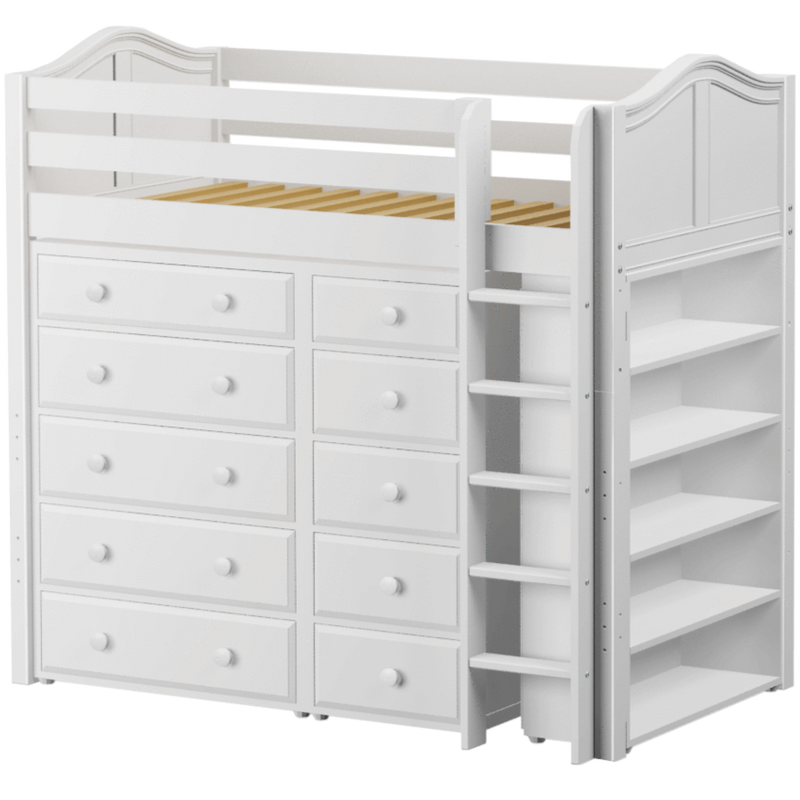 Maxtrix Twin High Loft Bed with Straight Ladder + Storage