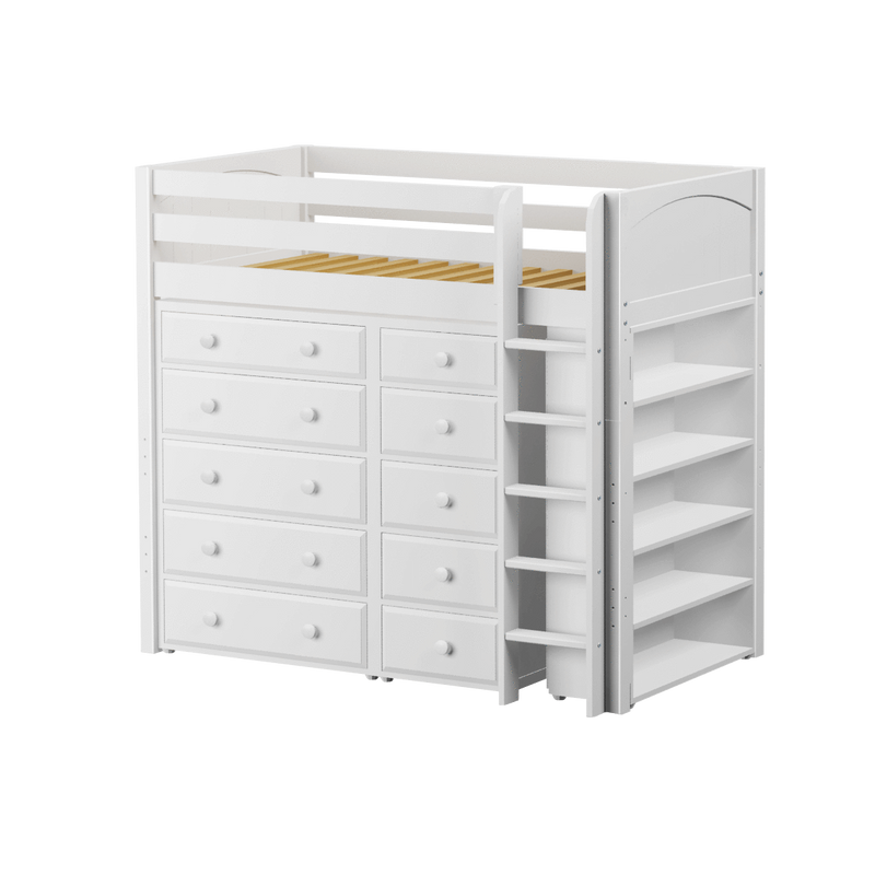 Maxtrix Twin High Loft Bed with Straight Ladder + Storage