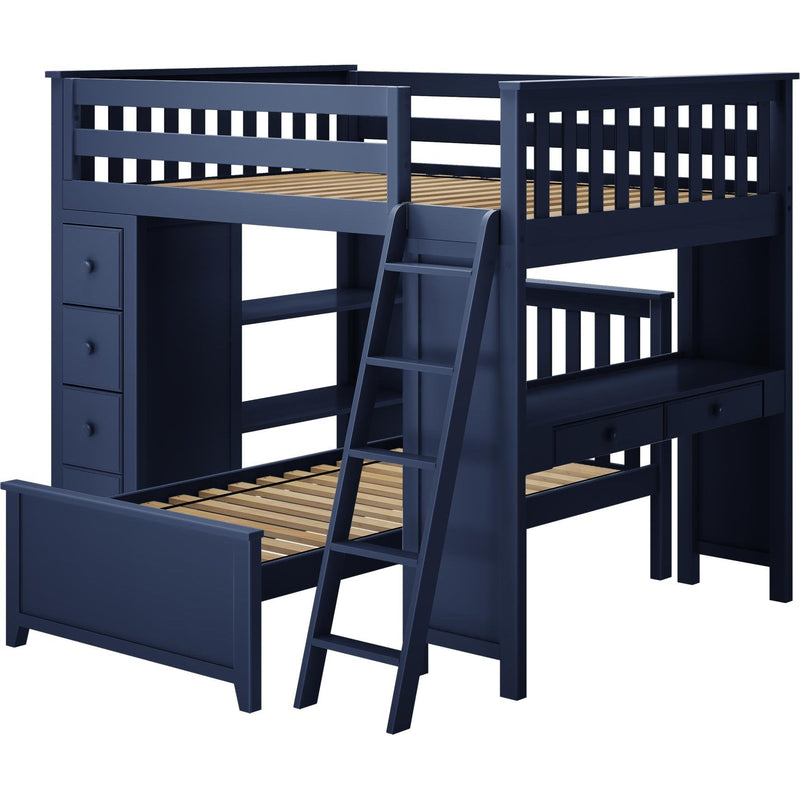 Jackpot Deluxe Mayfair Full over Twin L-Shape Bunk with Desk + Storage