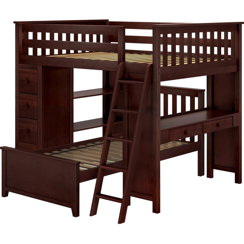 Jackpot Deluxe Mayfair Full over Twin L-Shape Bunk with Desk + Storage