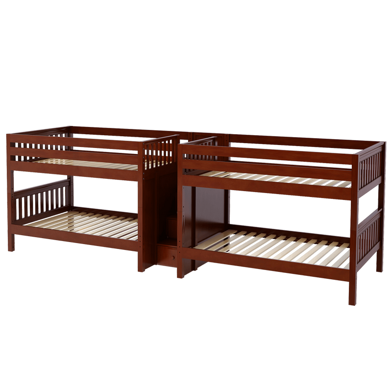 Maxtrix Full Low Quadruple Bunk Bed with Stairs