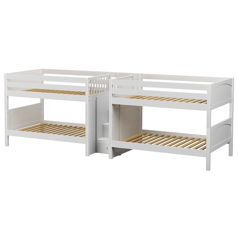 Maxtrix Full Low Quadruple Bunk Bed with Stairs