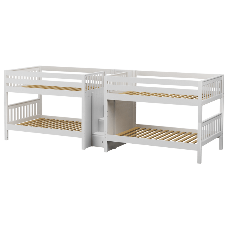 Maxtrix Full Low Quadruple Bunk Bed with Stairs