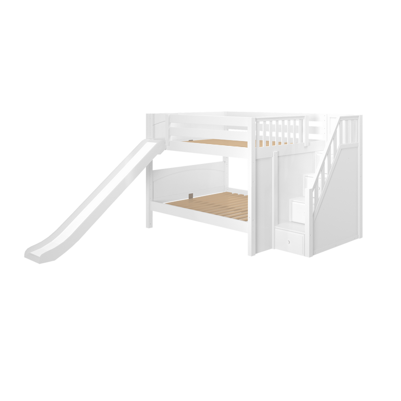 Maxtrix Full Low Bunk Bed with Stairs + Slide