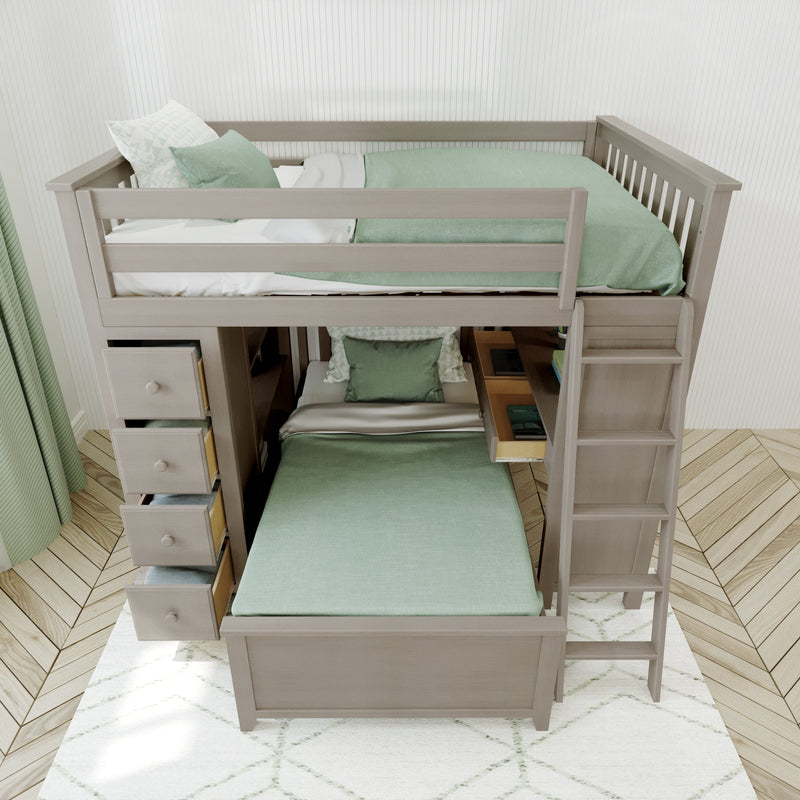 Jackpot Deluxe Mayfair Full over Twin L-Shape Bunk with Desk + Storage