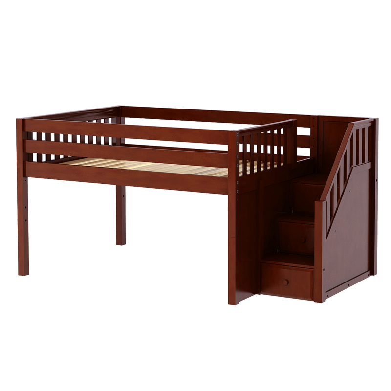 Maxtrix Full Low Loft Bed with Stairs