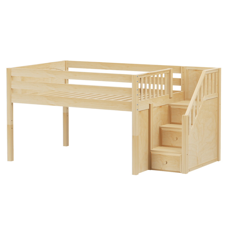 Maxtrix Full Low Loft Bed with Stairs