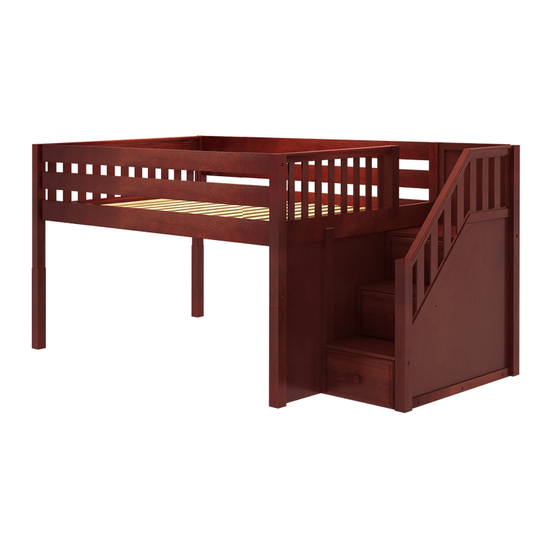Maxtrix Full XL Low Loft Bed with Stairs