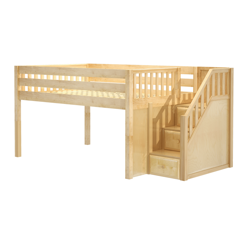 Maxtrix Full XL Low Loft Bed with Stairs