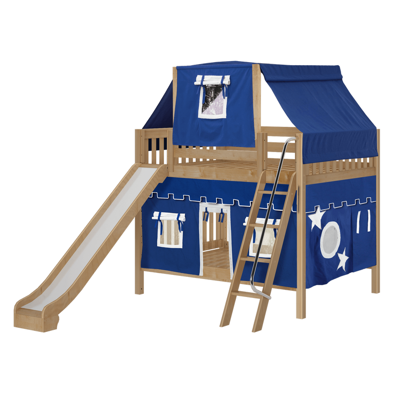 bed tent bunk Maxtrix Full Medium Bunk Bed with Angled Ladder, Curtain, Top Tent + S — Cozy Kids Furniture