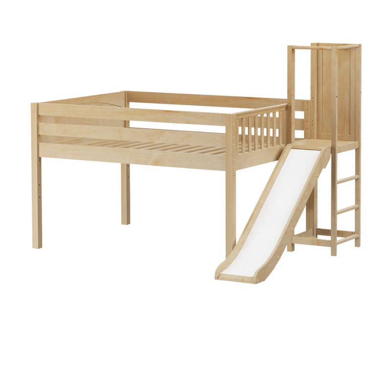 Maxtrix Full Low Loft Bed with Slide Platform