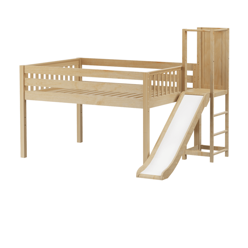 Maxtrix Full Low Loft Bed with Slide Platform