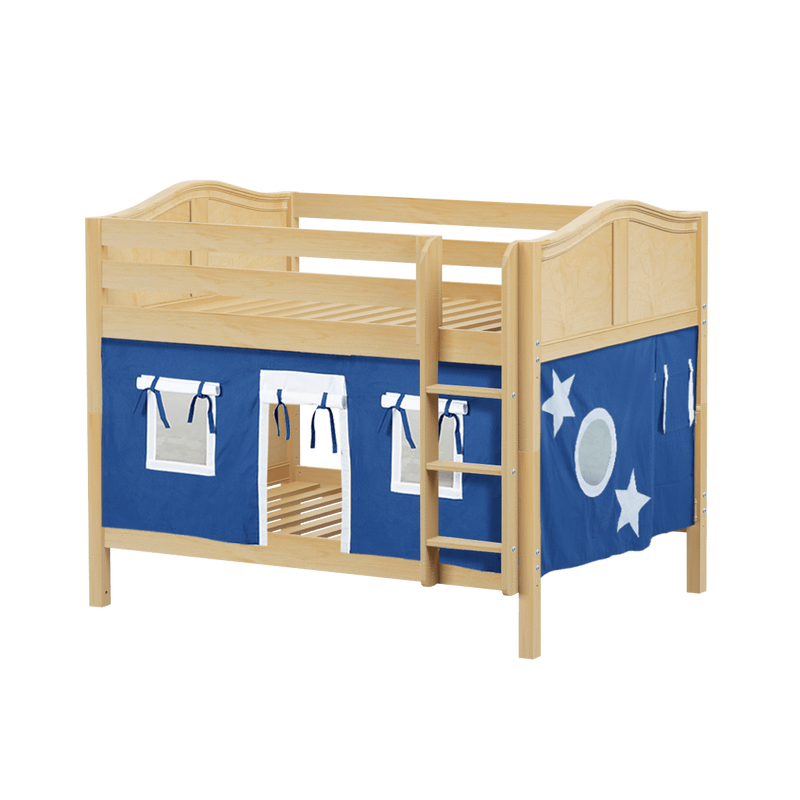 Maxtrix Full Low Bunk Bed with Straight Ladder + Curtain