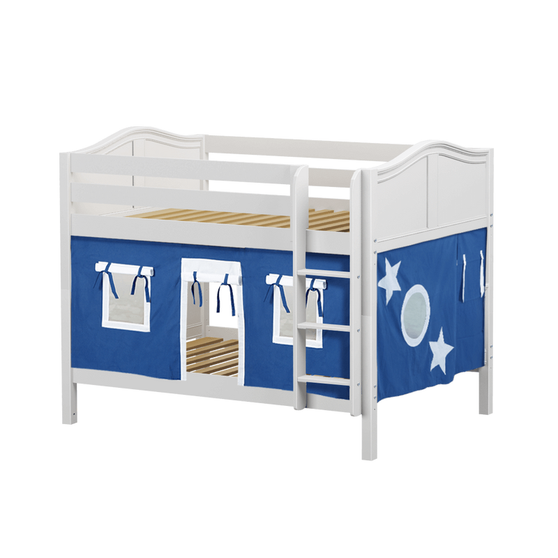 Maxtrix Full Low Bunk Bed with Straight Ladder + Curtain