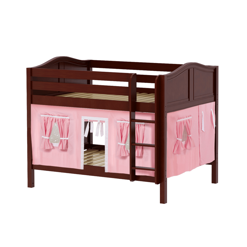 Maxtrix Full Low Bunk Bed with Straight Ladder + Curtain