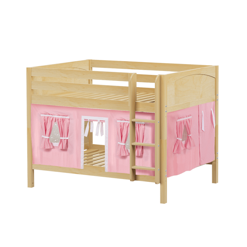 Maxtrix Full Low Bunk Bed with Straight Ladder + Curtain