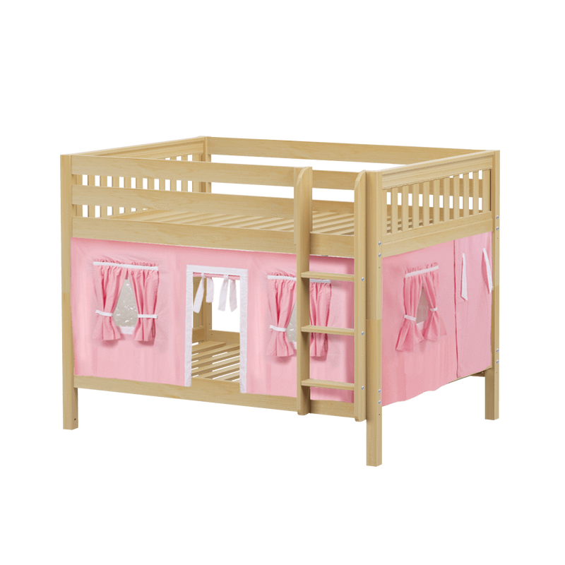 Maxtrix Full Low Bunk Bed with Straight Ladder + Curtain