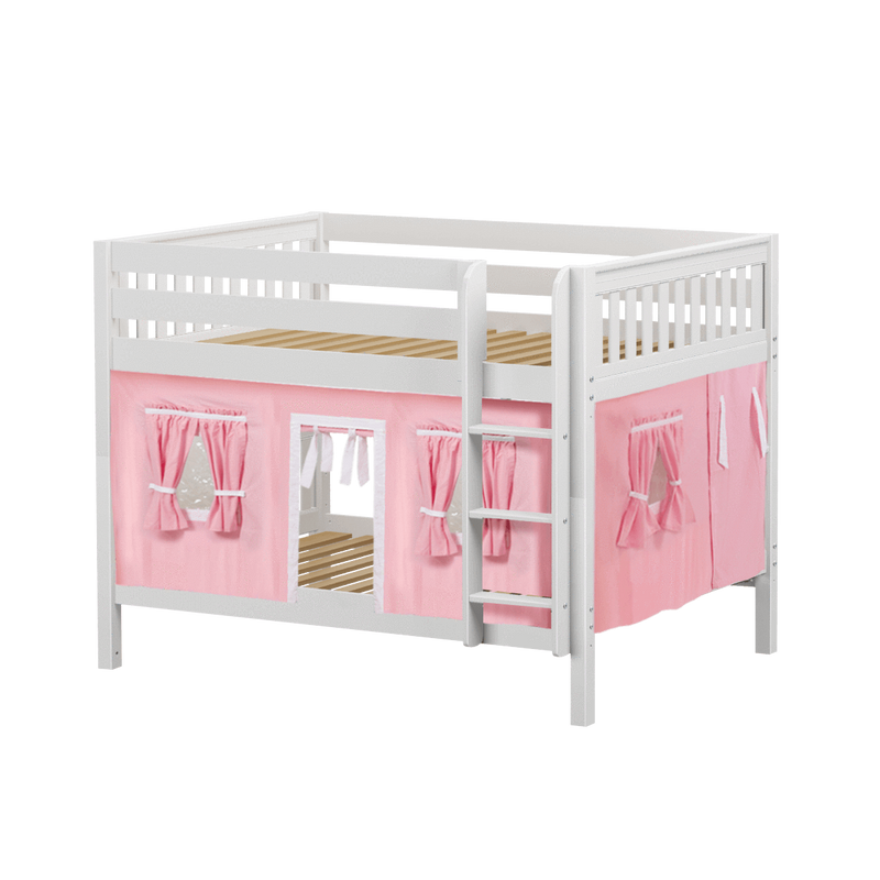 Maxtrix Full Low Bunk Bed with Straight Ladder + Curtain