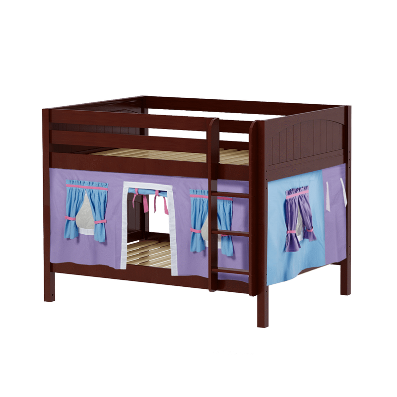 Maxtrix Full Low Bunk Bed with Straight Ladder + Curtain