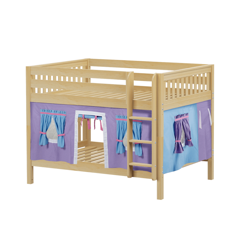 Maxtrix Full Low Bunk Bed with Straight Ladder + Curtain