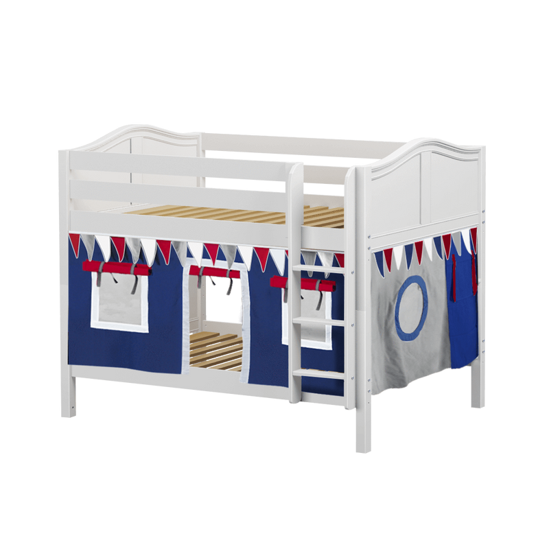 Maxtrix Full Low Bunk Bed with Straight Ladder + Curtain