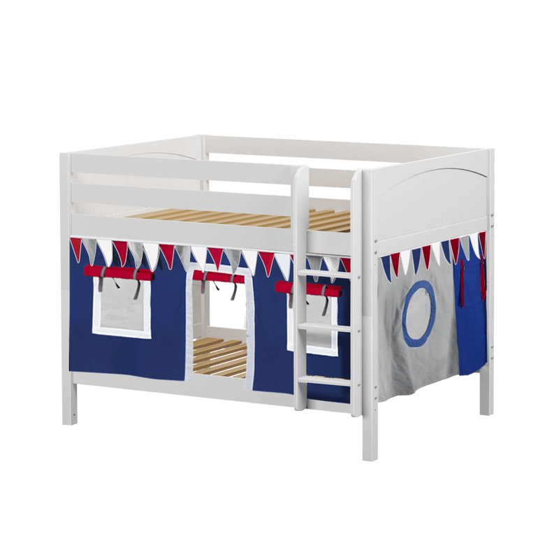 Maxtrix Full Low Bunk Bed with Straight Ladder + Curtain