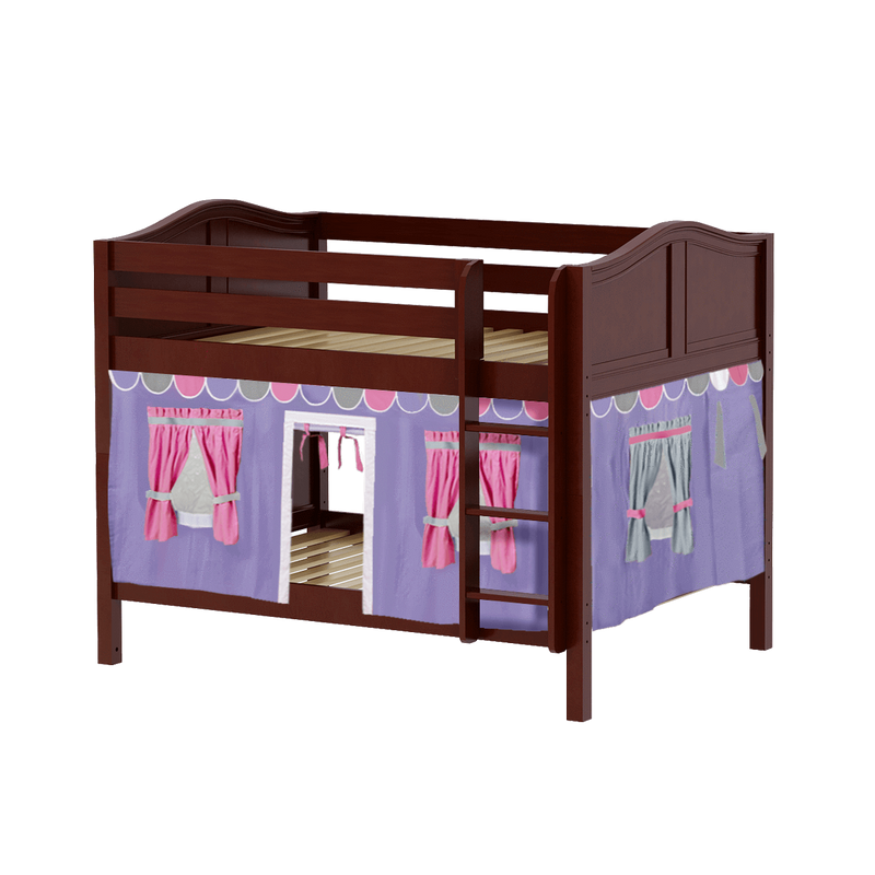 Maxtrix Full Low Bunk Bed with Straight Ladder + Curtain