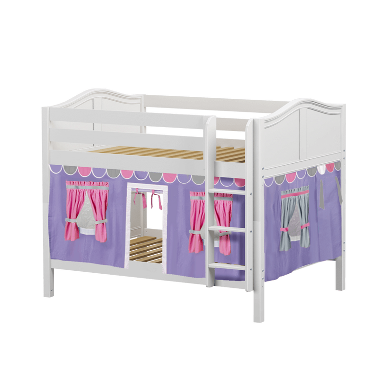 Maxtrix Full Low Bunk Bed with Straight Ladder + Curtain