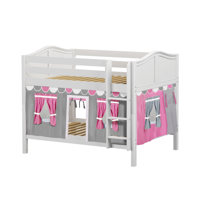 Maxtrix Full Low Bunk Bed with Straight Ladder + Curtain
