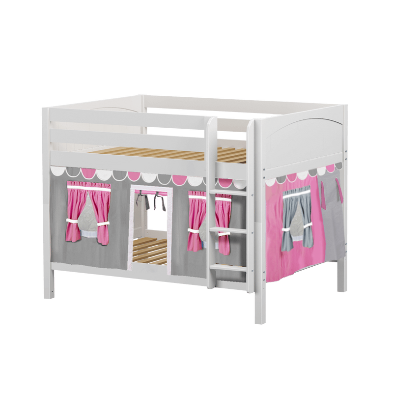 Maxtrix Full Low Bunk Bed with Straight Ladder + Curtain