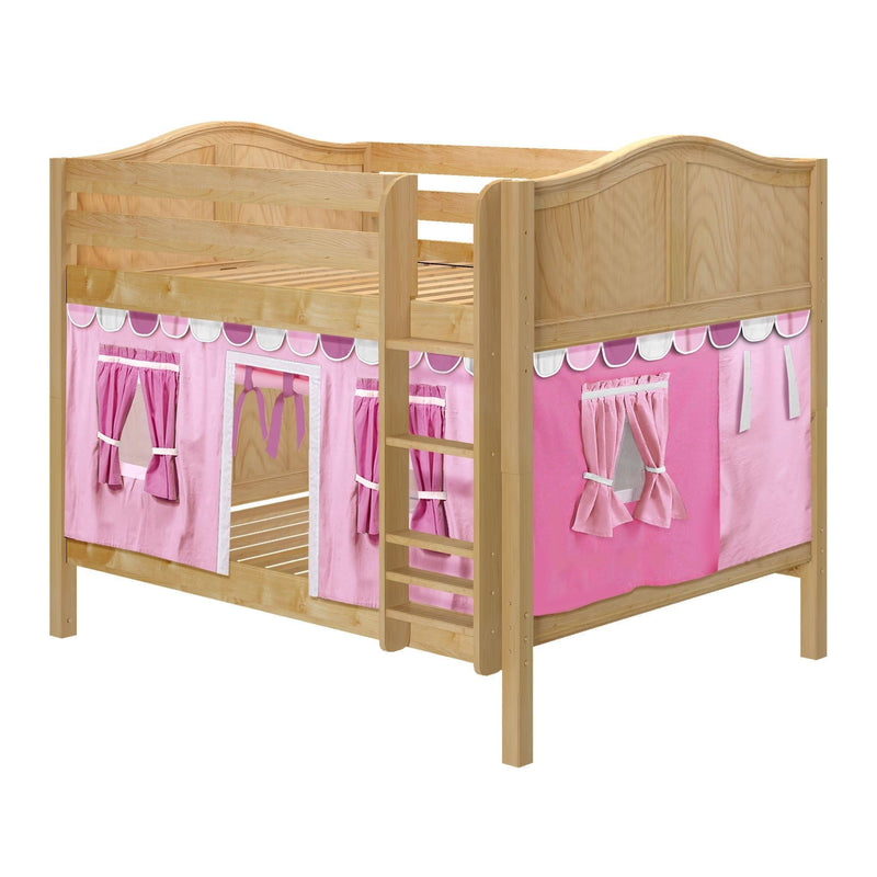 Maxtrix Full Low Bunk Bed with Straight Ladder + Curtain