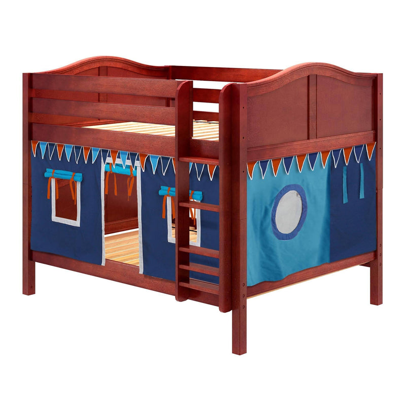 Maxtrix Full Low Bunk Bed with Straight Ladder + Curtain