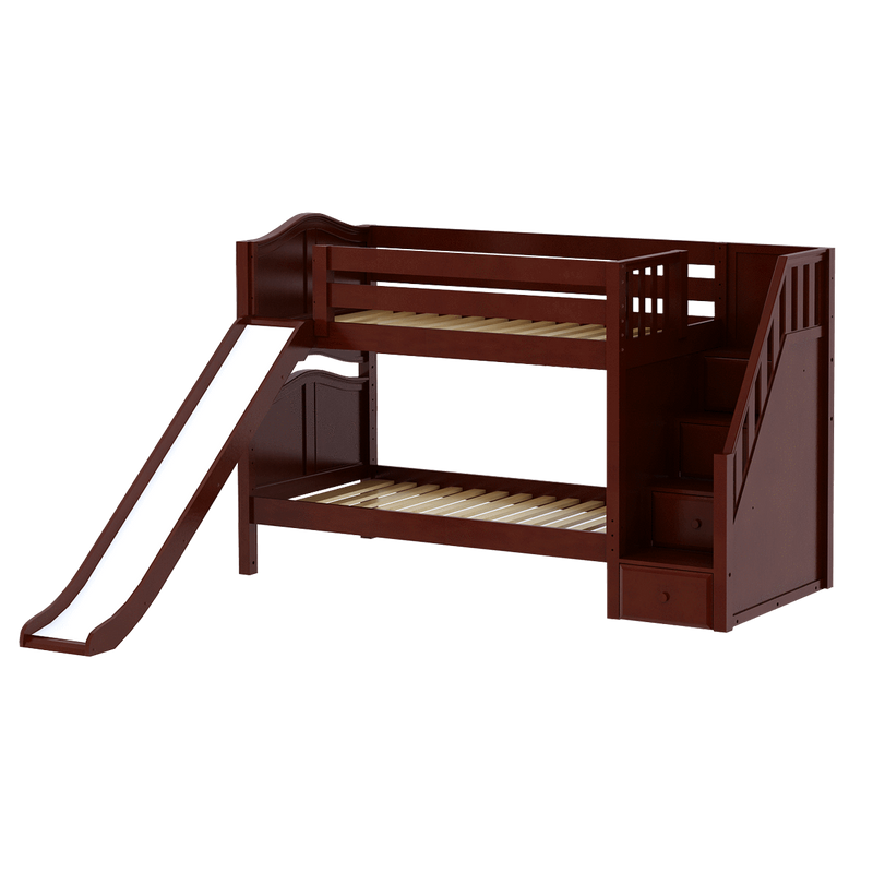 Maxtrix Twin Low Bunk Bed with Stairs + Slide