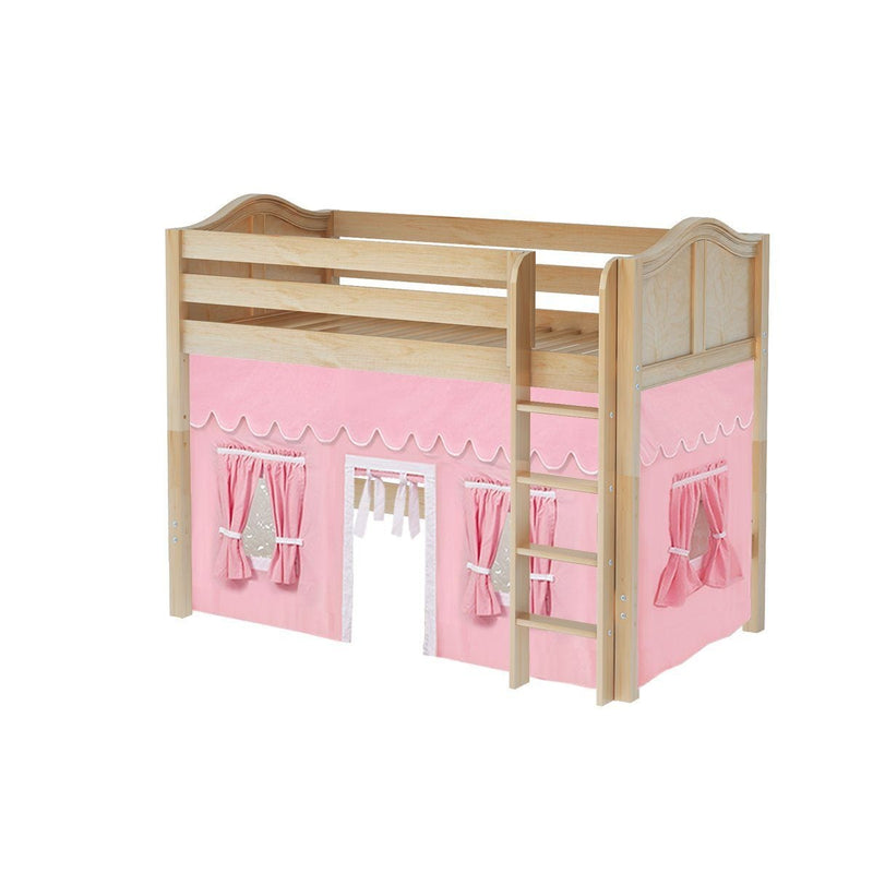 Maxtrix Twin Mid Loft Bed with Straight Ladder + Curtain