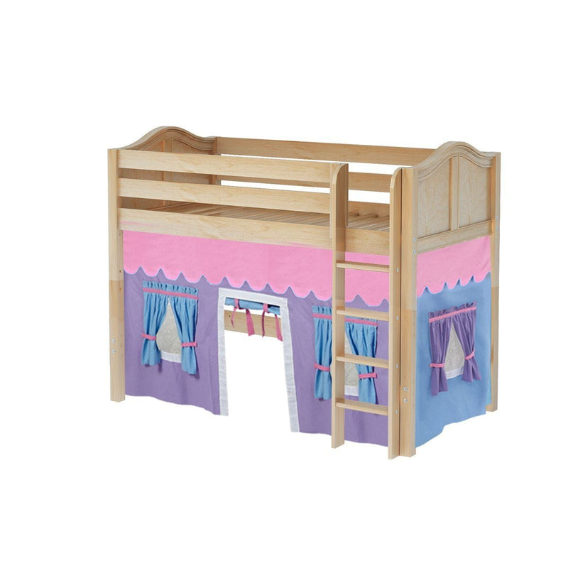 Maxtrix Twin Mid Loft Bed with Straight Ladder + Curtain