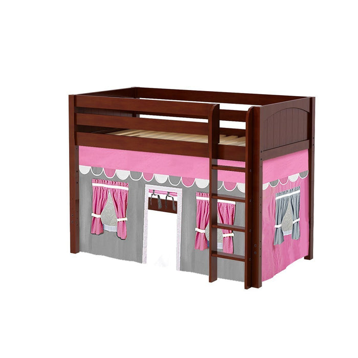 Maxtrix Twin Mid Loft Bed with Straight Ladder + Curtain