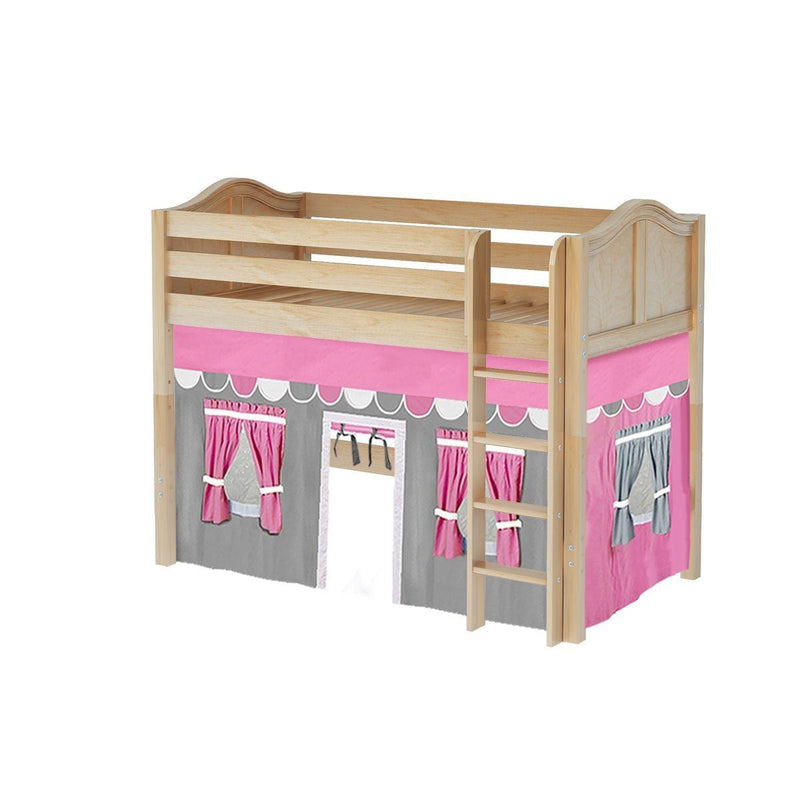 Maxtrix Twin Mid Loft Bed with Straight Ladder + Curtain